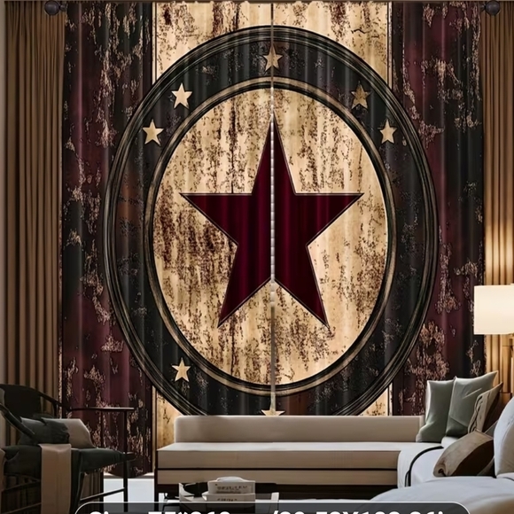 Rustic Star Pattern Curtain - Picture 2 of 3